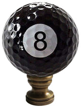 8-Ball Billiard Lamp Finial, Black, 2.25"h
