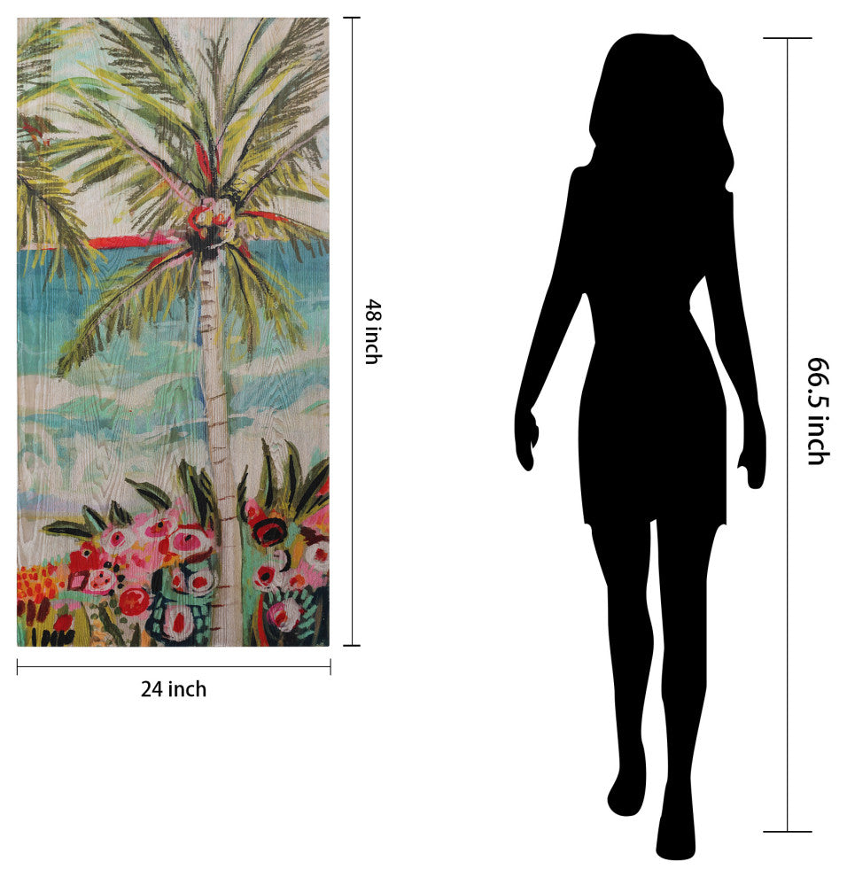 Palm Tree Wall Art Fine Giclee Printed on Hand Finished Ash Wood
