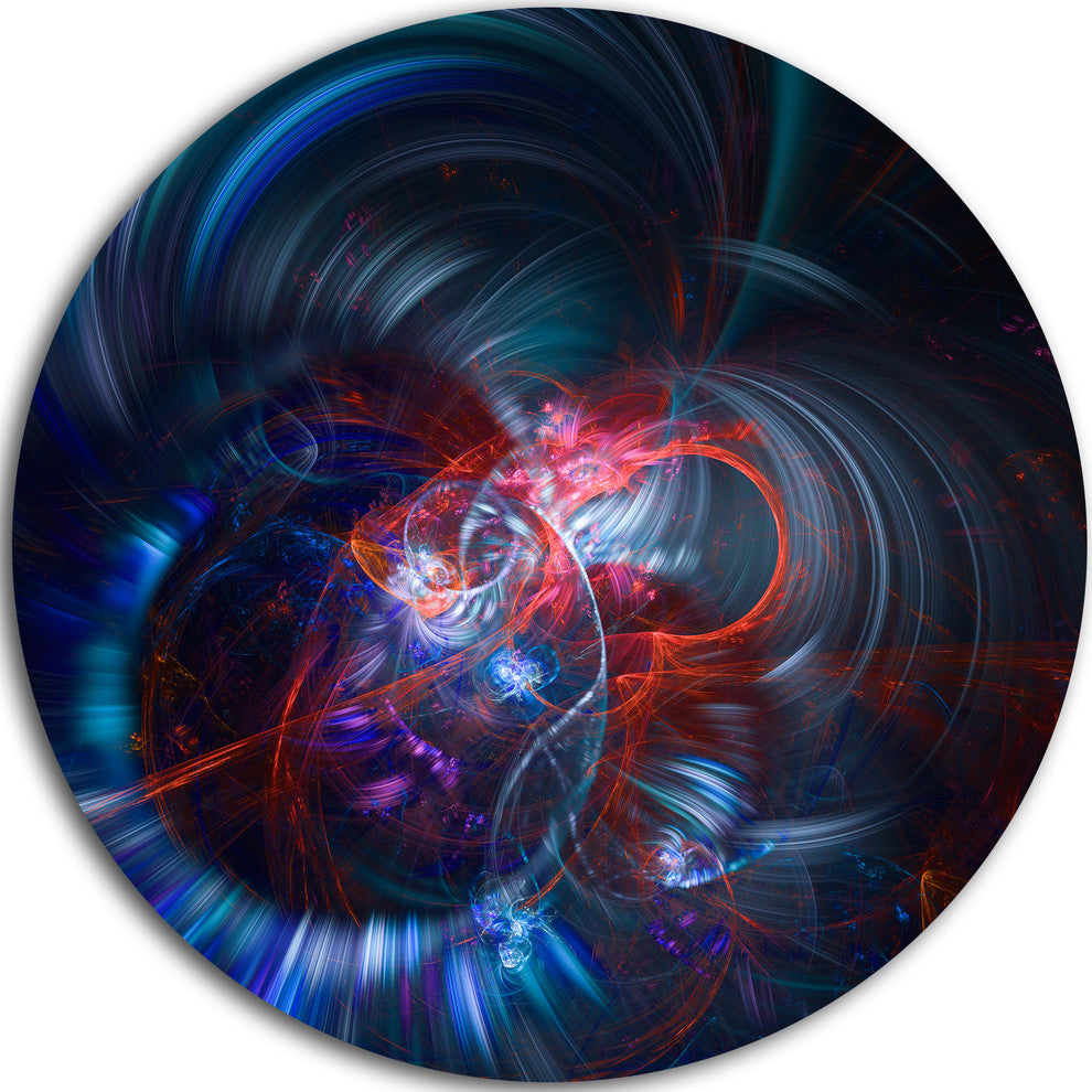 Light Blue Fractal Flower In Dark, Floral Abstract Disc Artwork, 11"