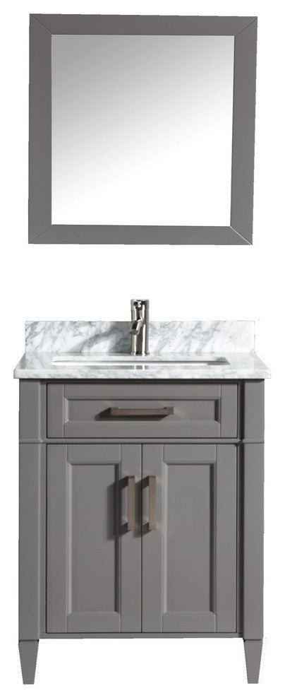 Vanity Set With Carrara Marble Top, 30", Gray, Led Sensor-Switch Mirror