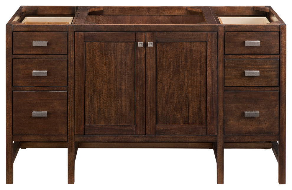 Addison 60" Single Vanity Cabinet, Mid Century Acacia, Grey Expo Quartz