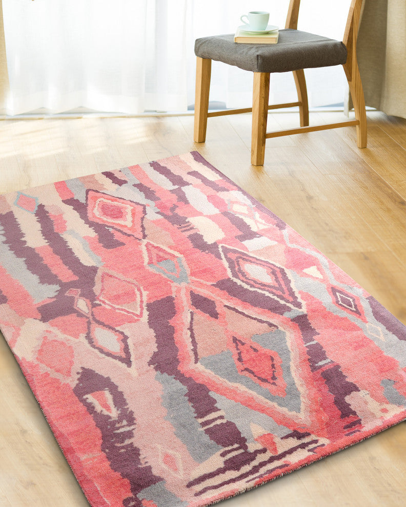Blush Casablanca Bohemian Geometric Area Rug, 7'6"x9'6"