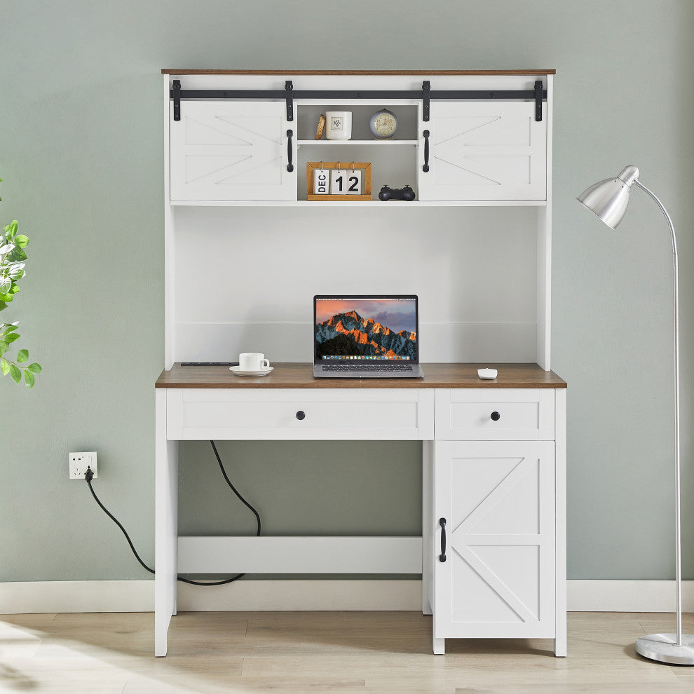 Gewnee 47" Farmhouse Executive Desk with Drawers