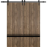 Sturdy Double Barn Door 56 x 80 with | Planum 0012 Walnut with  | 13FT