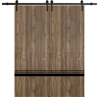 Sturdy Double Barn Door 56 x 80 with | Planum 0012 Walnut with  | 13FT