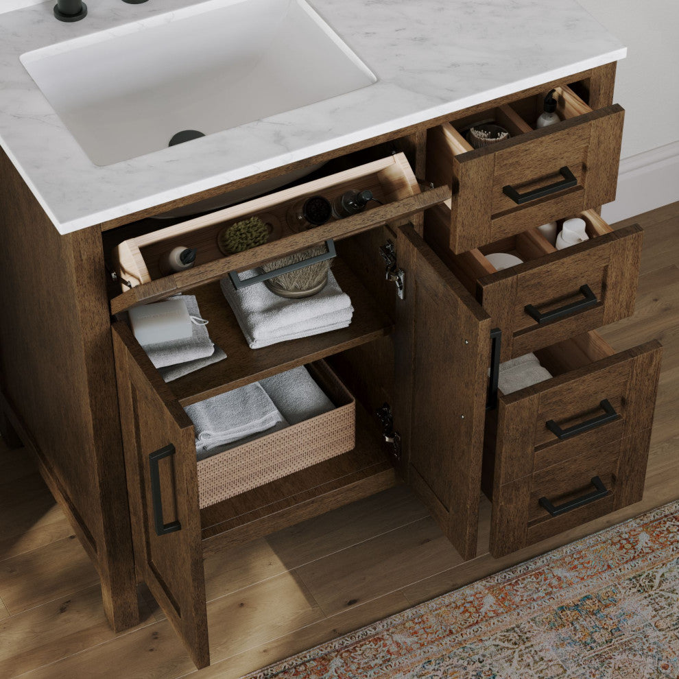 The Oswald Bathroom Vanity, Almond Latte, 36", Single Sink, Freestanding
