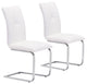 Set of Two White Faux Leather and Chrome Contempo Comfy Dining Chairs