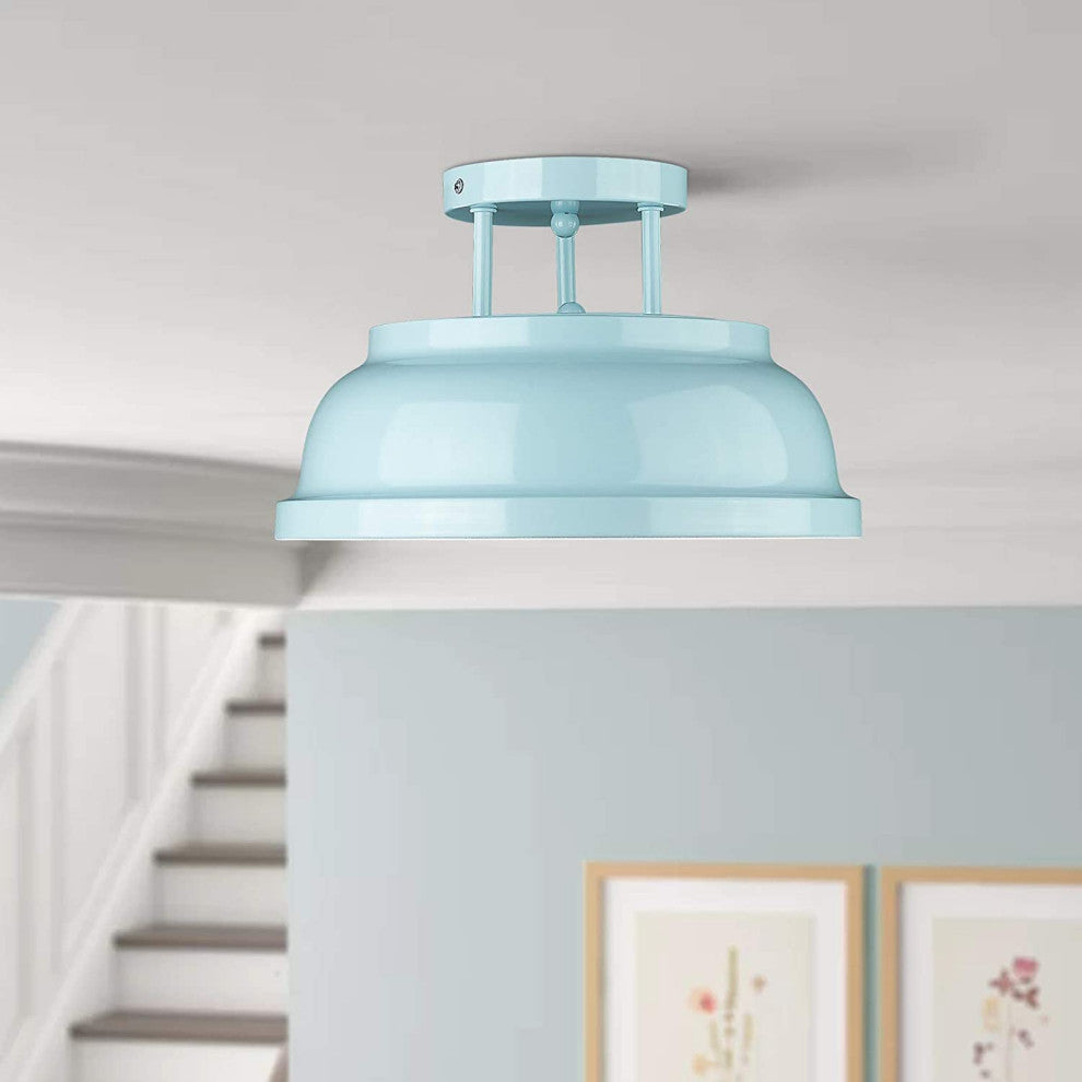 2 Light Modern Semi Flush Mount, Light Blue