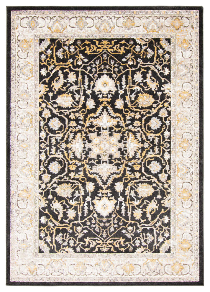 Aqua Legacy Area Rug, Black, 5'x7'