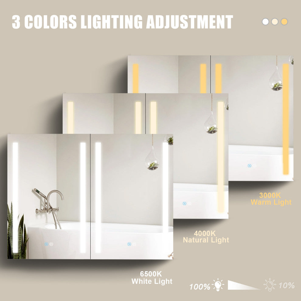 40" Aluminum Surface Mounted Medicine Cabinet with Two Doors and Mirror