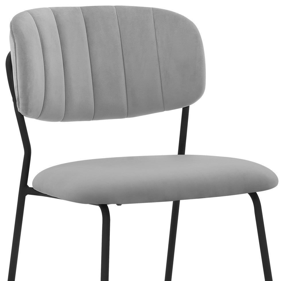 Carlo Gray Velvet and Metal Dining Room Chairs, Set of 2