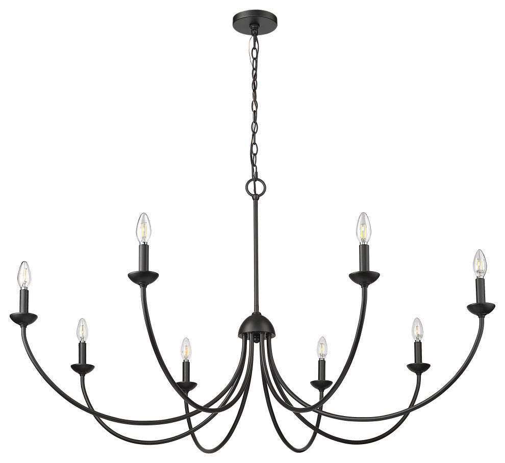 8 Light 52 in. Matte Black Chandelier