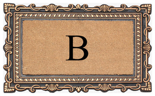 Carson Bronze/Beige Rubber And Coir 24"x36", Monogrammed Doormat, B