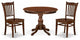 3 Pc Dining Set, Mahogany Wood Table, 2 Mahogany and Chairs, Slatted Back