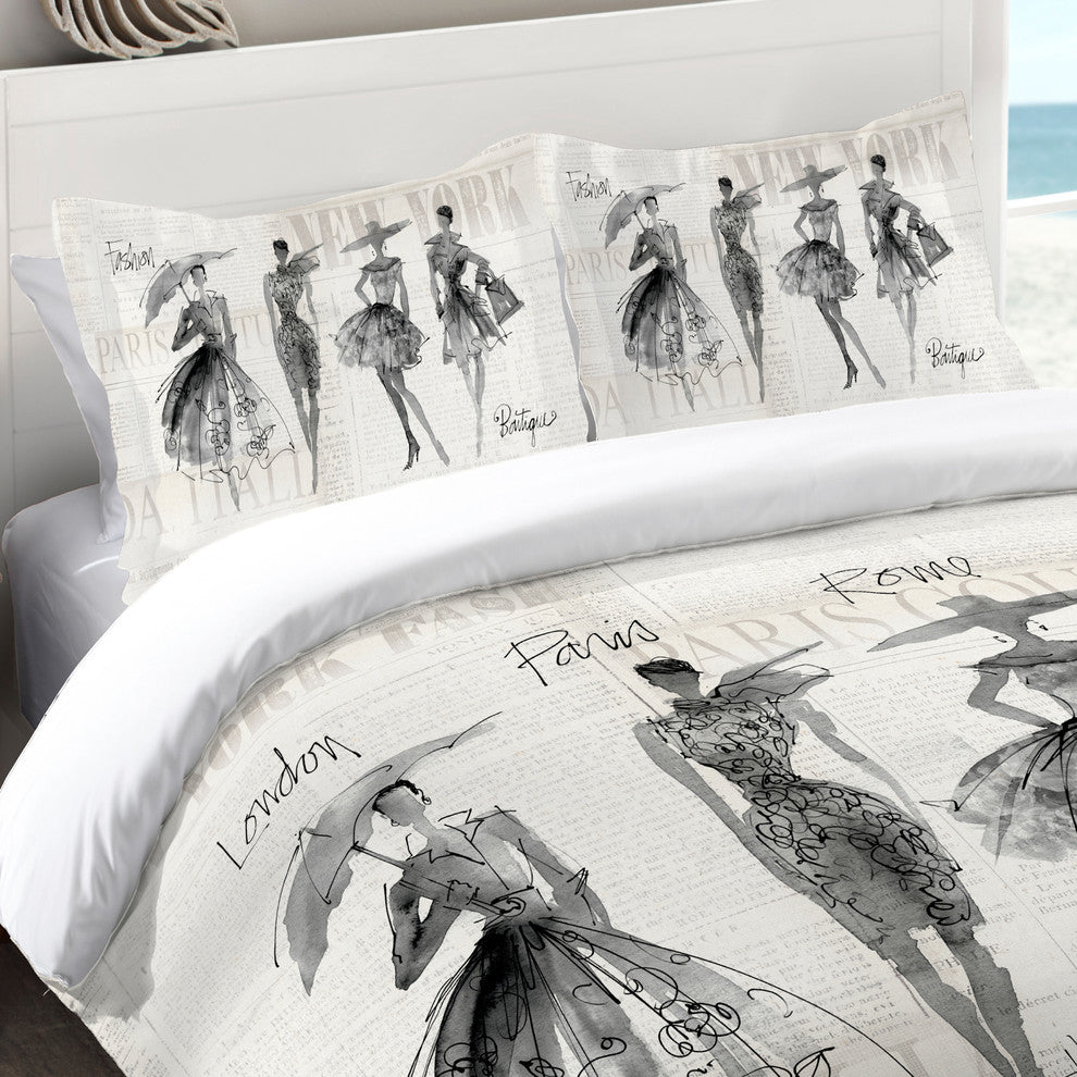 Laural Home Fashion Sketchbook Black Comforter Sham