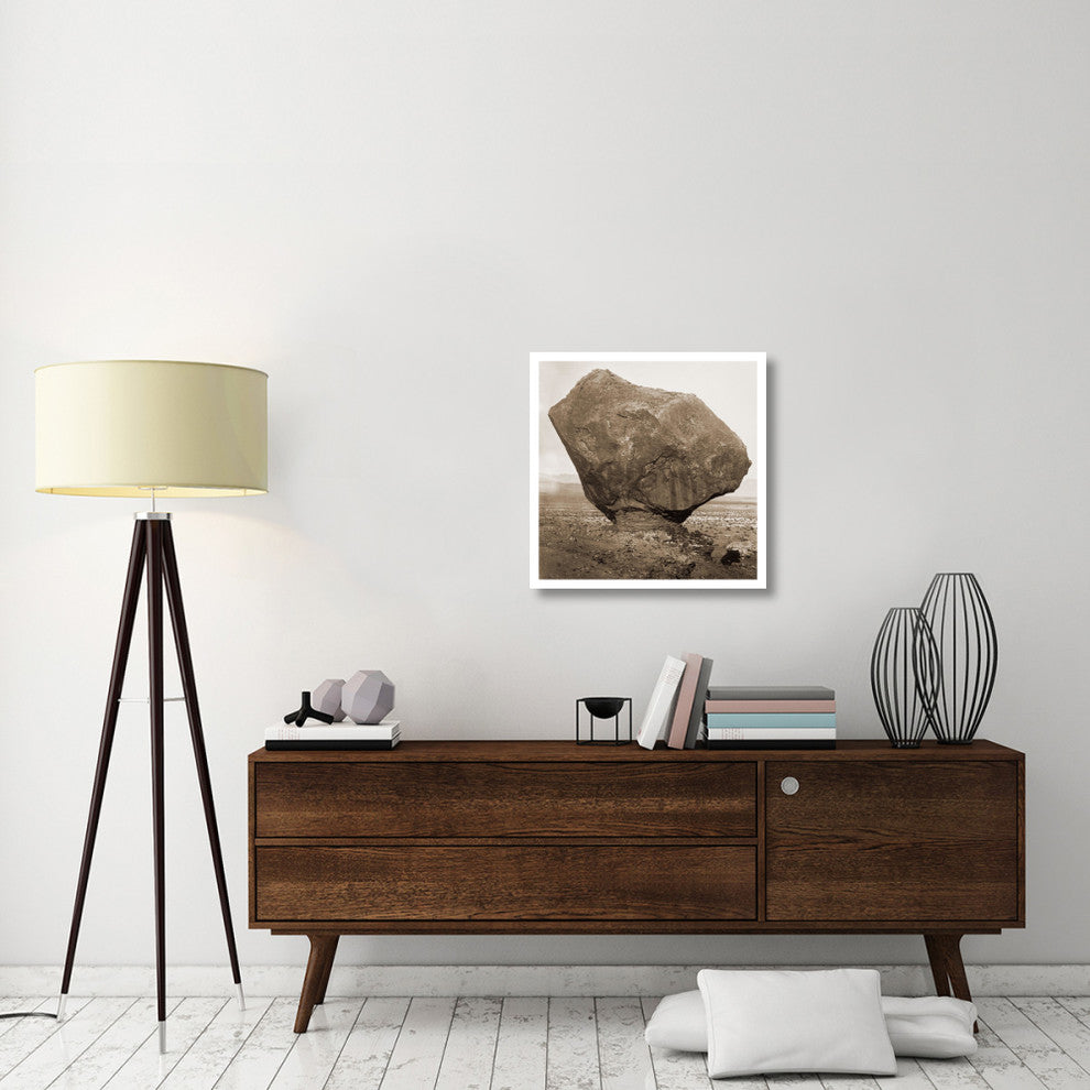 "Perched Rock, Rocker Creek, Arizona, with sitting man, 1872" Paper Art, 26"x26"