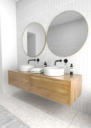 Round Black 32" Stainless Steel Framed Mirror, Satin Brass