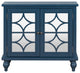 Wood Double Mirrored Door Accent Cabinet with Adjustable Shelf, Blue, 35" X 14"