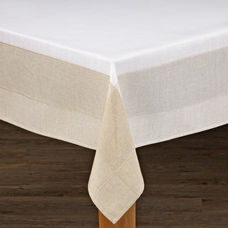 Bohemia 70% Cotton 30% Polyester Polyester Tablecloth, White/Natural, 60"x104"