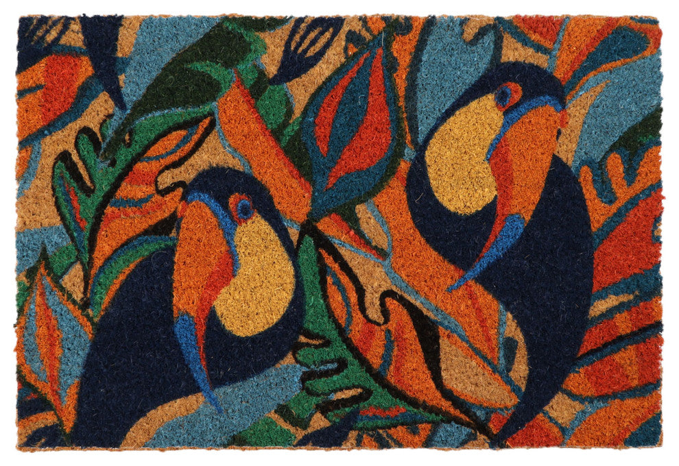 Sheltered Coconut Door Mat Printed, 24x16, Toucans