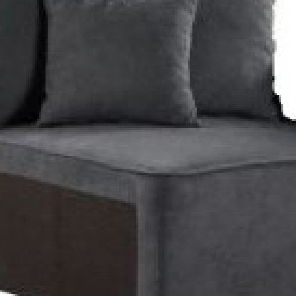 Benzara BM275087 29" Modular Chair, Pocket Coil, 2 Pillows, Dark Charcoal Gray