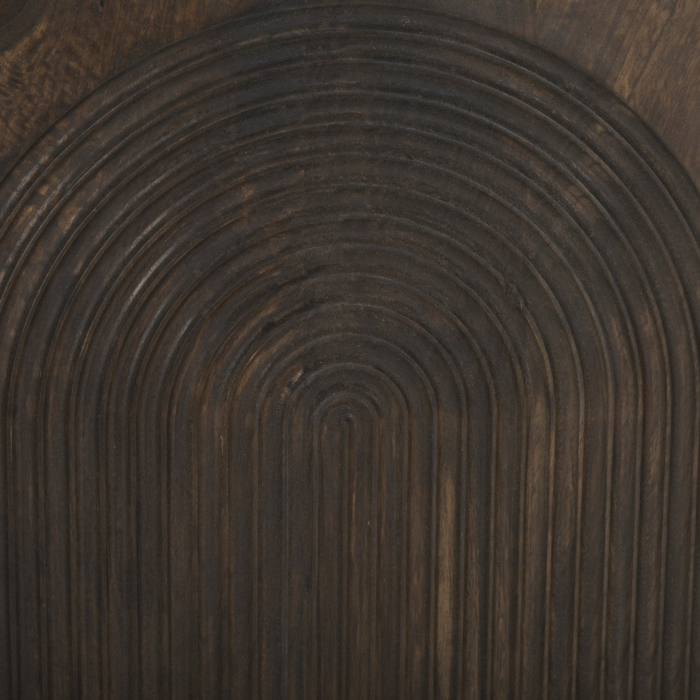 Tucker Dark Brown Wood w/ Carved Arch Pattern 2 Door Cabinet