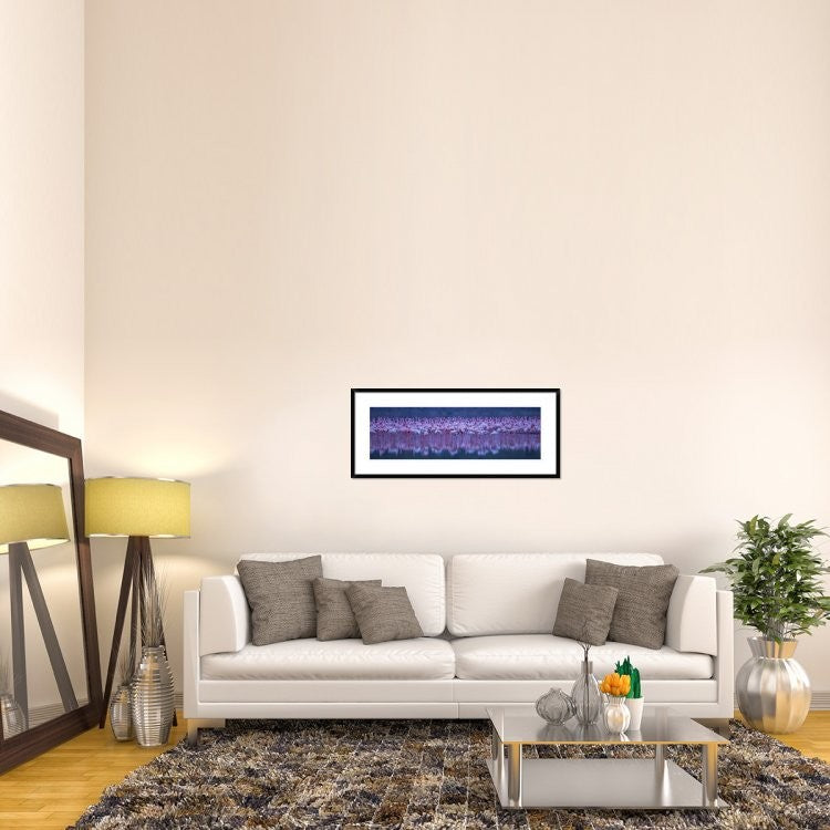 "Flamingos" Framed Digital Print by David Hua, 44x20"