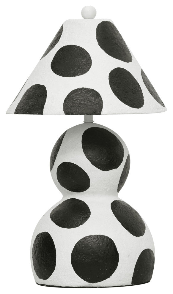 Lerici Black and White Papier Mache Table Lamp