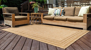 Rug Unique Loom Outdoor Border Light Brown Rectangular 5' 3 x 8' 0