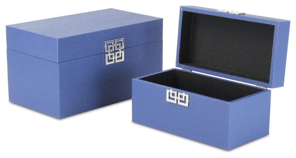 Galena "Double Happiness" Faux Shagreen Box Set, Navy Blue