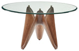 Modrest Seguin Round Glass + Walnut Dining Table
