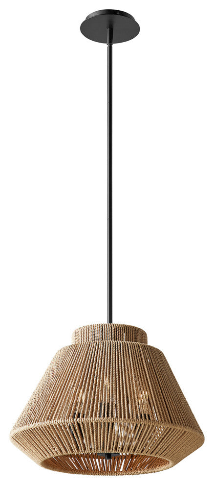 Eco Nido Natural Rope Pendant 3 Light 18"Lx18"Wx12.5"H