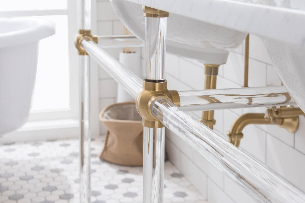 Embassy 72" Double Wash Stand, P-Trap, Countertop With Basin, Faucet, Mirror
