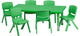 24''Wx48''L Green Plastic Height Adjustable Activity Table Set