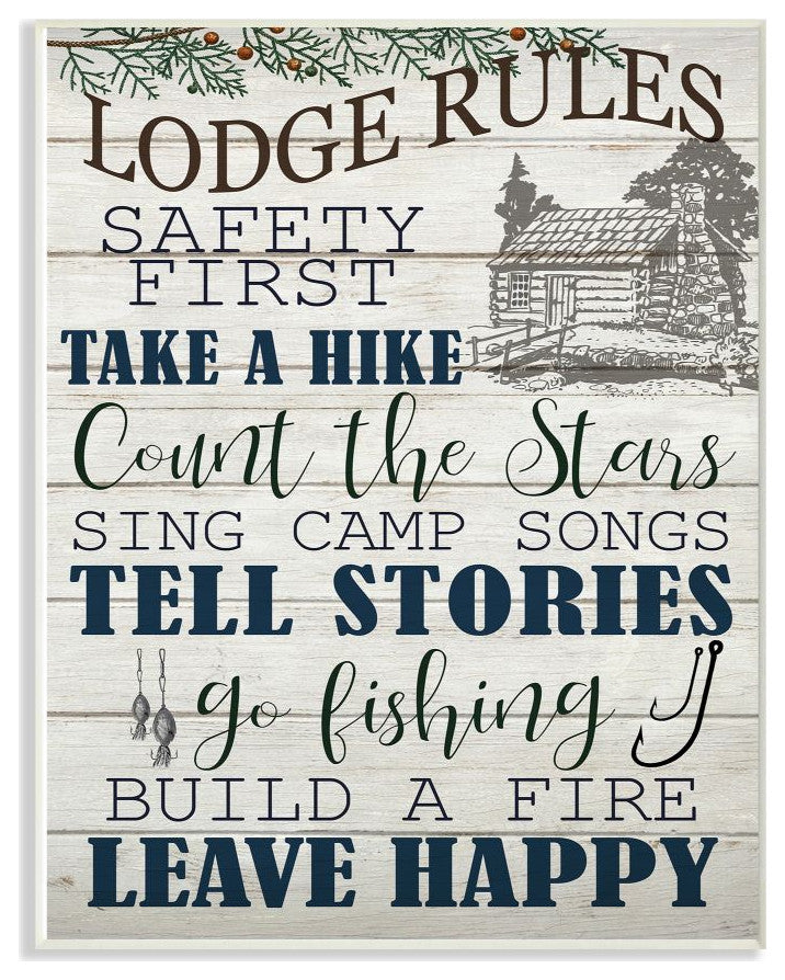 Lodge Rules Country Landscape Te"xtured Wood Design, 10"x15"