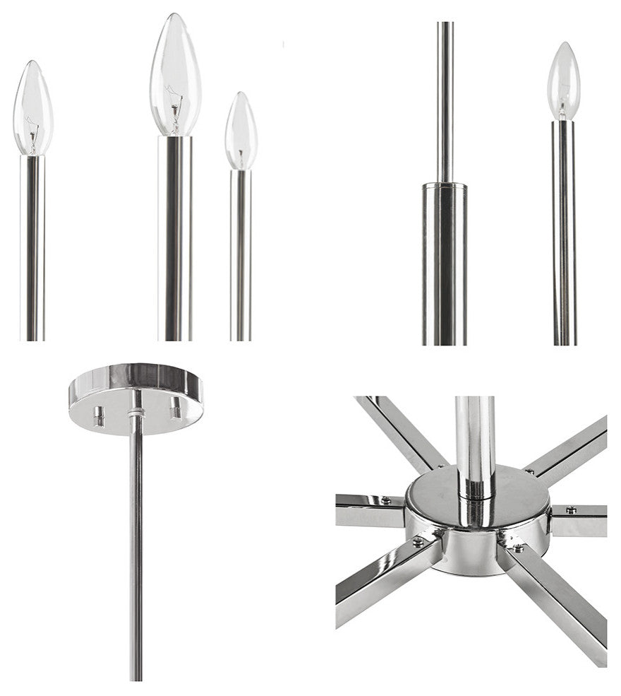 INK+IVY Renzetti Contemporary 6-Light Candle Style Chandelier, Silver