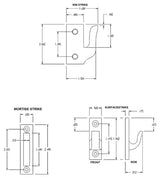 Casement Window Fastener/Lock With Strikes, Polished Brass