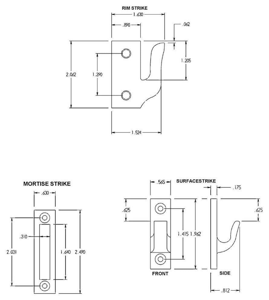 Casement Window Fastener/Lock With Strikes, Polished Brass