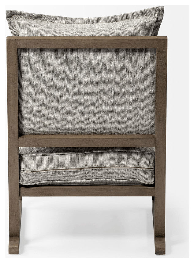 Wooden Accent Chair With Ash Gray Cushions