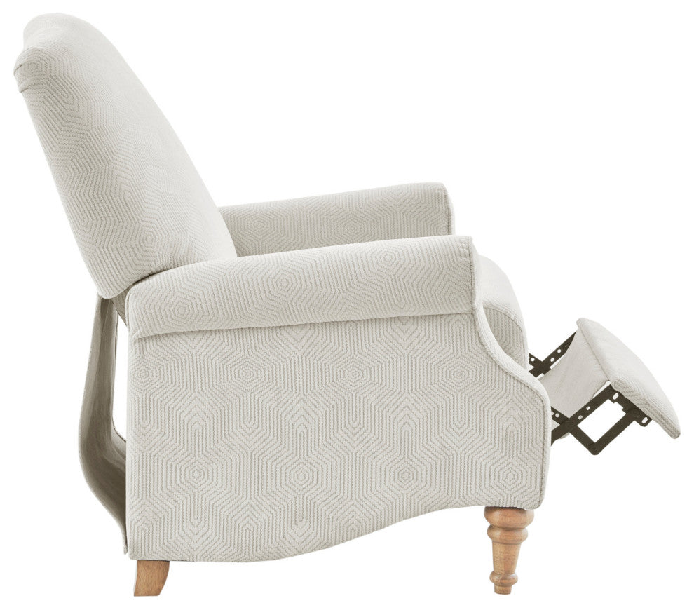 Madison Park Camel Oak Push Back Recliner, Patterned Ivory