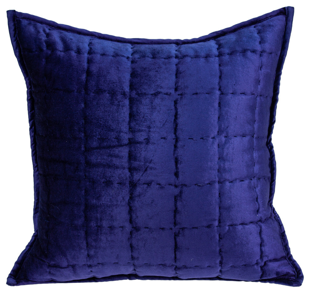 Augusta Transitional Royal Blue Solid Quilted Pillow Cover With Poly Insert