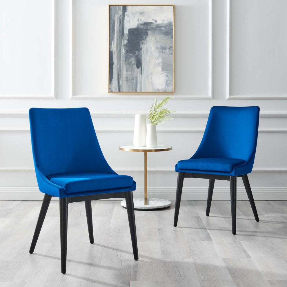 Viscount Accent Performance Velvet Dining Chairs, Set of 2, Navy