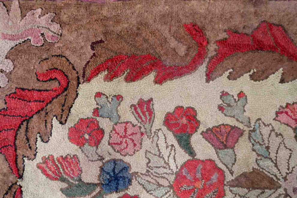 Handmade Antique American Hooked Rug 2.8'x5.5', 86cmx170cm, 1880s