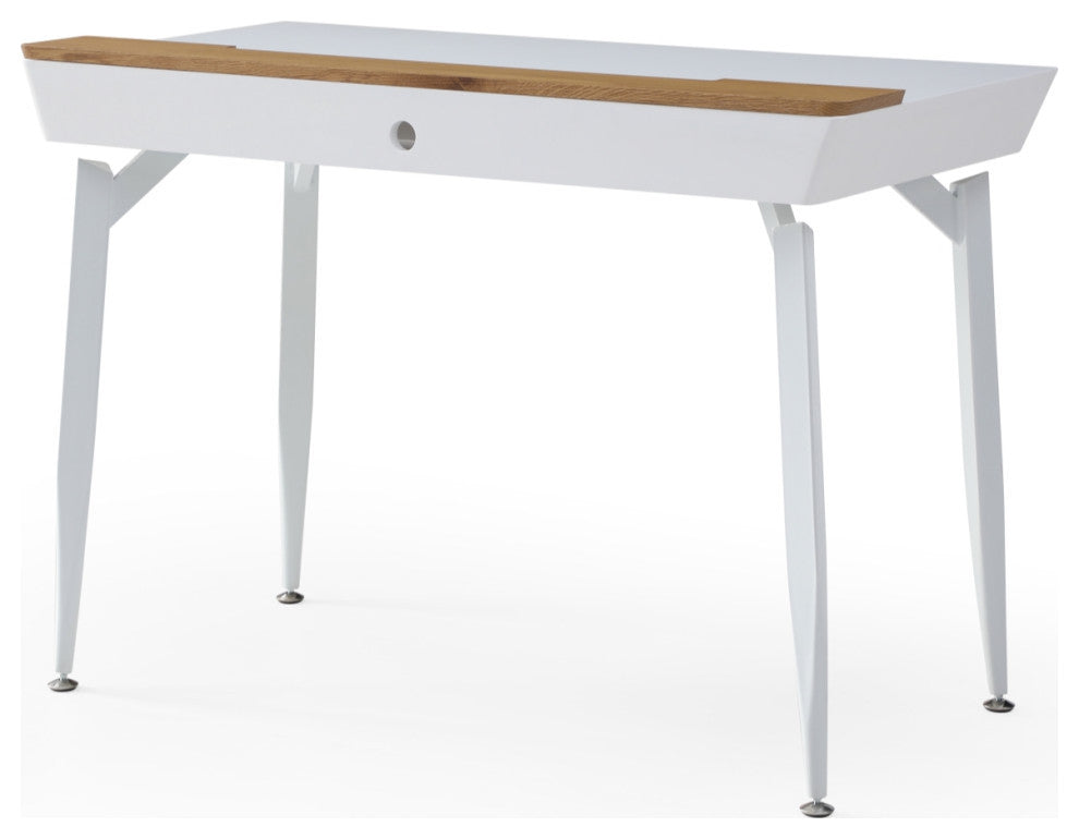 Loft Lyfe Arwen Desk, 3 Storage Drawers, Extra Storage on Top, White/Natural