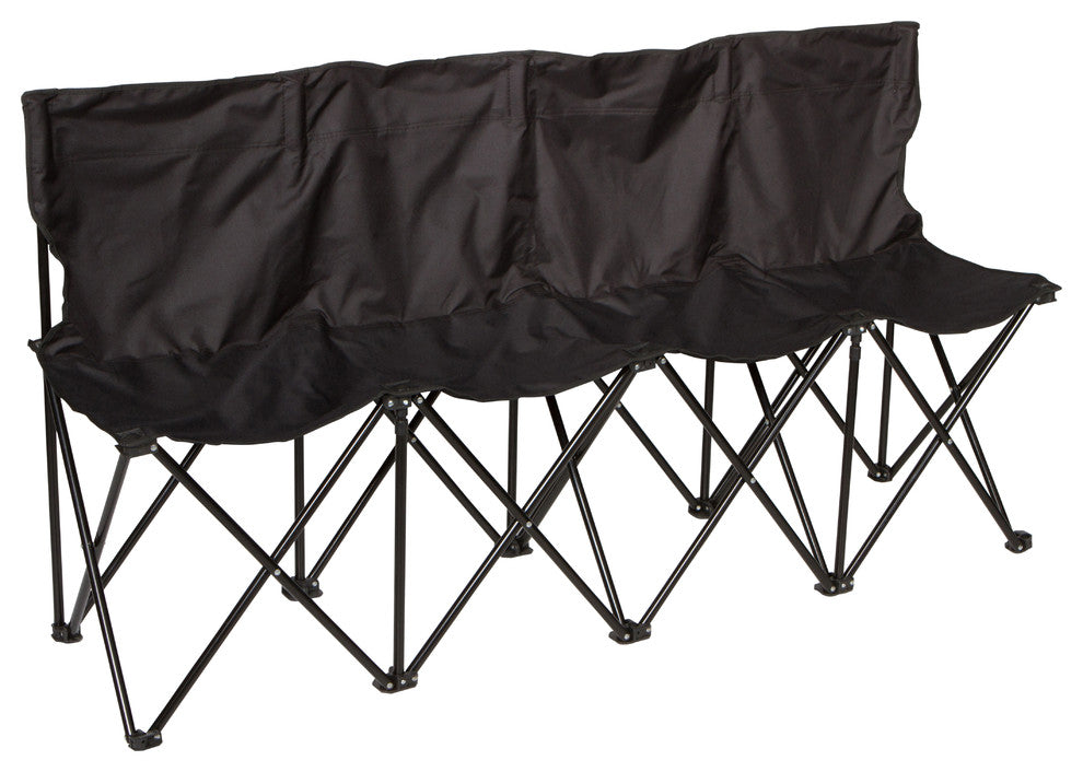 Portable 4-Seater Folding Team Sports Sideline Bench Black