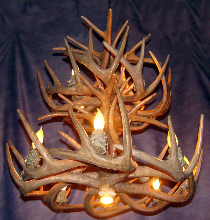 Reproduction Antler Whitetail Double-Tier Chandelier Light, RS-19