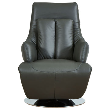 Vegas Modern Top Grain Leather Ergonomic 2-Motor Powered Recliner, Gray/Silver