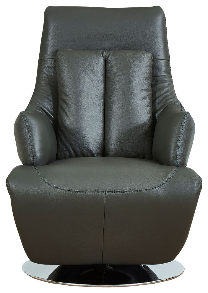 Vegas Modern Top Grain Leather Ergonomic 2-Motor Powered Recliner, Gray/Silver