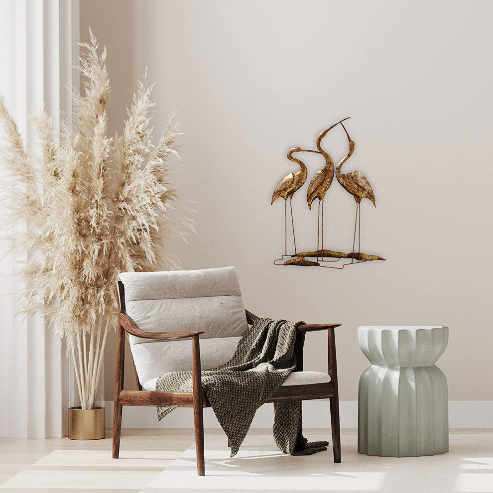 Gilt Cranes Wall Art, 28.5 Inches