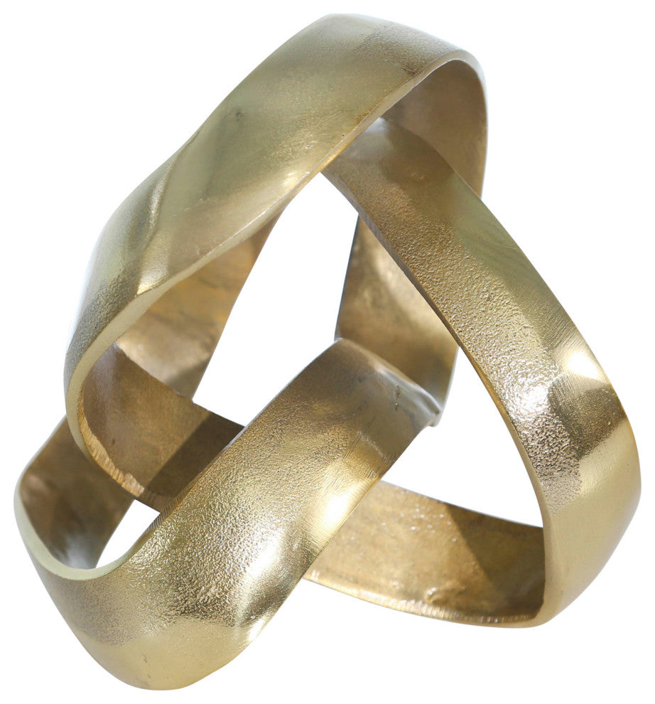 Aluminum Knot Sculpture, 7", Gold
